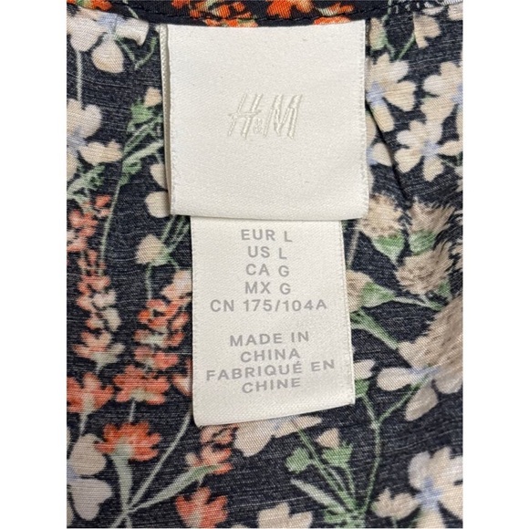 H&M Long Sleeve Floral Drop Waist Peasant Dress Size L Cottagecore - Picture 5 of 6